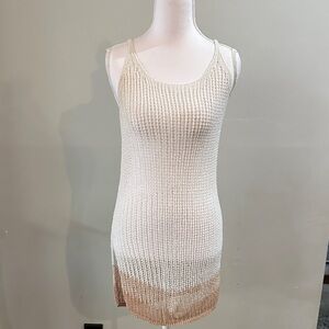 Cream and Tan Knit Dress